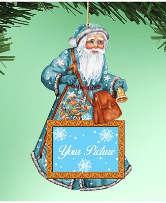 Designocracy Coastal Santa Picture Ornament Set of 2