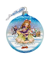 G.DeBrekht Nutcracker Clara Hand Painted Glass Ornament