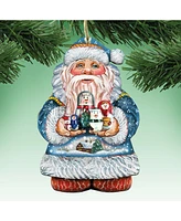 Designocracy Matreshkas Santa Wooden Christmas Ornament Set of 2