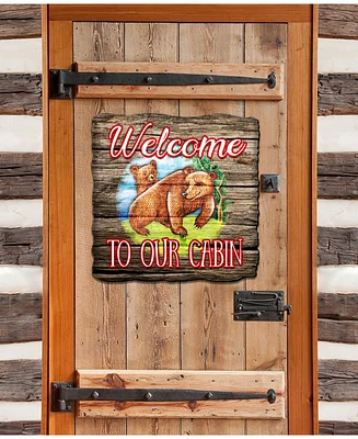 Designocracy Welcome Cabin Bears Door Hanger