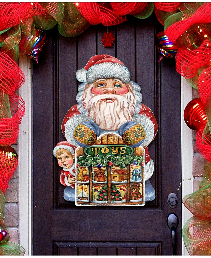 Designocracy Toy Shop Santa Christmas Door Hanger