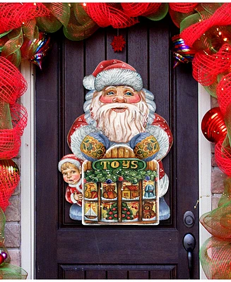 Designocracy Toy Shop Santa Christmas Door Hanger