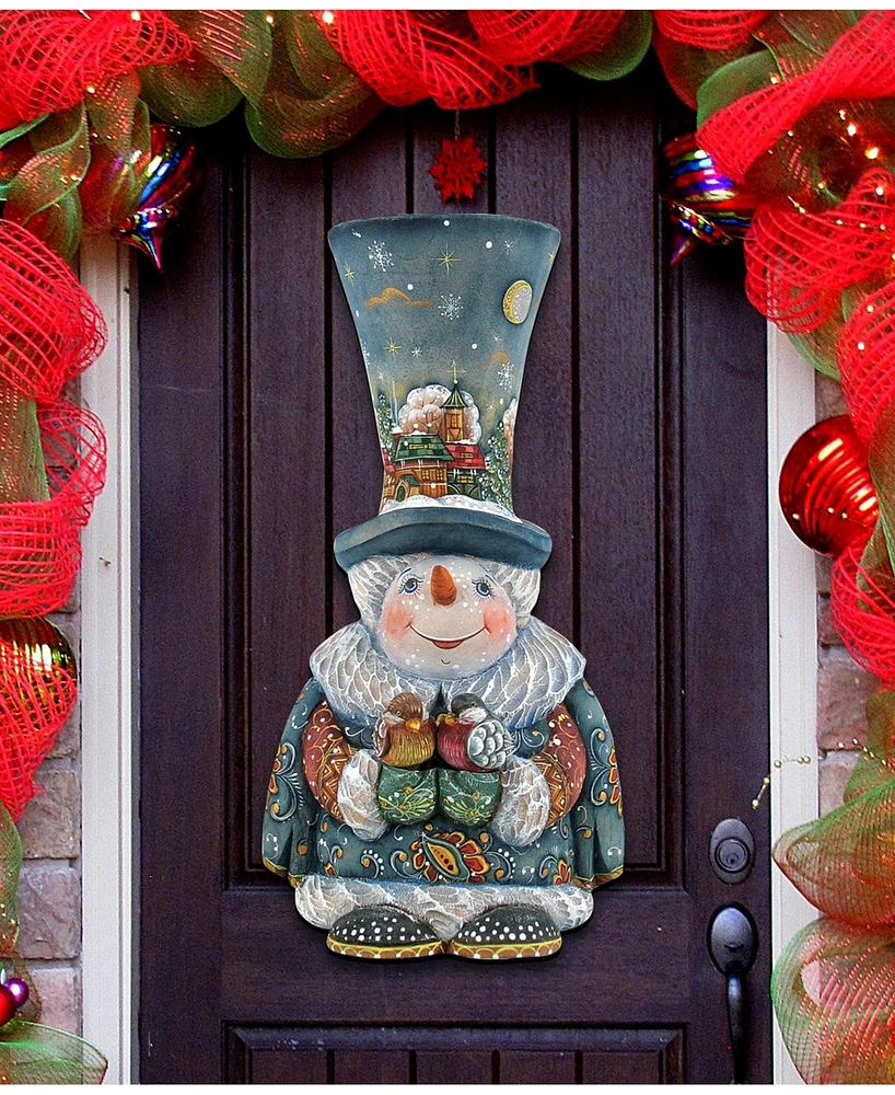 Designocracy Old World Christmas Snowman Door Hanger