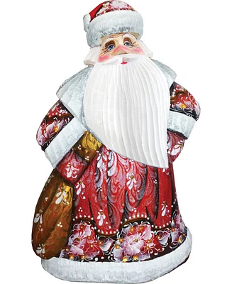 G.DeBrekht Woodcarved Hand Painted Ornamental Santa In Red Figurine