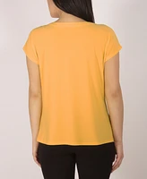 Ny Collection Cap Sleeve Top with Grommet Details and Keyhole