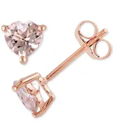 Morganite Heart Stud Earrings (1 ct. t.w.) in 10k Rose Gold