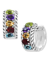 Effy Multi-Gemstone Small Huggie Hoop Earrings (1-7/8 ct. t.w.) in Sterling Silver