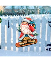 Designocracy Santa Skier Christmas Door Hanger