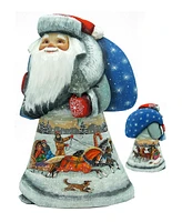 G.DeBrekht Woodcarved Hand Painted Troika Santa Woodcarved Figurine