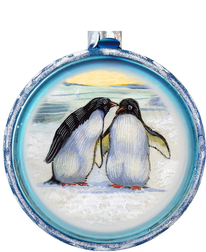 G.DeBrekht Penguins C Ball Glass Ornament