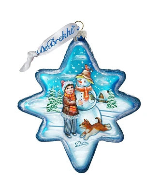 G.DeBrekht Build A Snowman North Star Glass Ornament