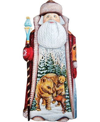 G.DeBrekht Woodcarved Hand Painted Waking Grizzlies Santa Figurine