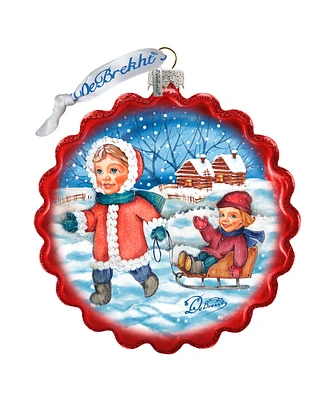 G.DeBrekht Little Siblings Wreath Glass Ornament