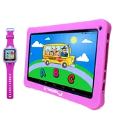 Linsay New 10.1" Kids Funny Tablet Octa Core 128GB with 1.5 Kids Smart Watch Selfie Camera Newest Android 13