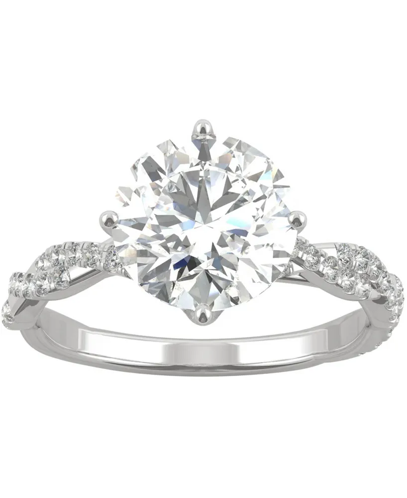 Charles & Colvard Moissanite Twist Engagement Ring (2-1/3 ct. t.w. Dew) 14k White Gold