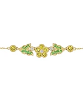 Yellow Sapphire (1-1/5 ct. t.w.) & Tsavorite (1/5 ct. t.w.) Flower & Leaf 17" Statement Necklace in 10k Gold