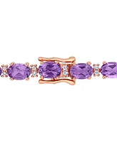 Macy's Amethyst (14 ct. t.w.) & White Sapphire (3/5 ct. t.w.) Link Bracelet in 14k Rose Gold