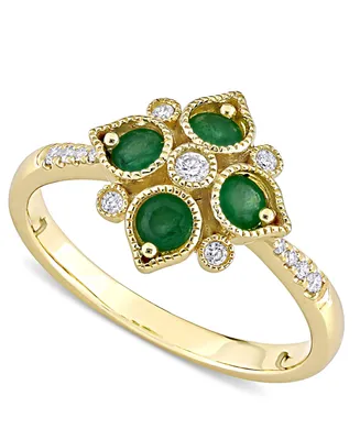 Emerald (1/3 ct. t.w.) & Diamond (1/10 ct. t.w.) Statement Ring in 14k Gold