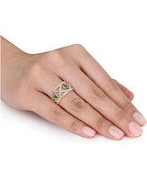 Emerald (3/8 ct. t.w.) & Diamond (7/8 ct. t.w.) Filigree Openwork Ring in 14k Gold