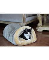 Armarkat Burrow Sleep Cat Bed, Soft Cave Bed For Dog And Cat, C15HHL/Mh, Sage Green & Beige