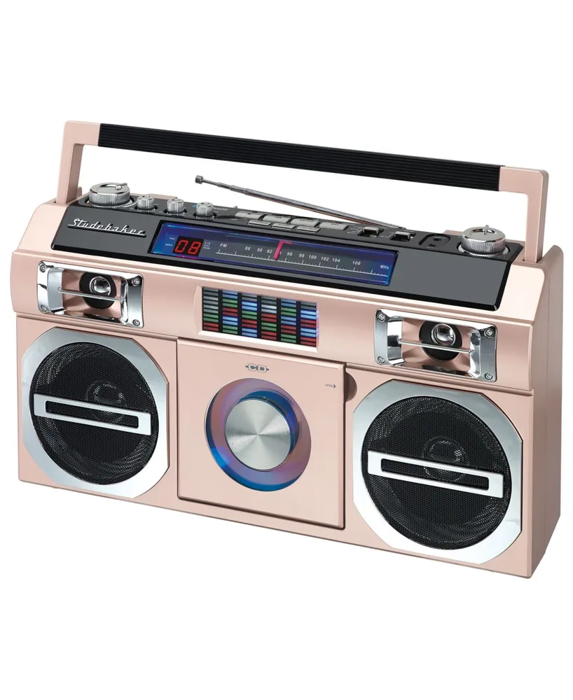 Studebaker SB2145RG 80's Retro Street Bluetooth Boombox with Fm Radio, Cd Player