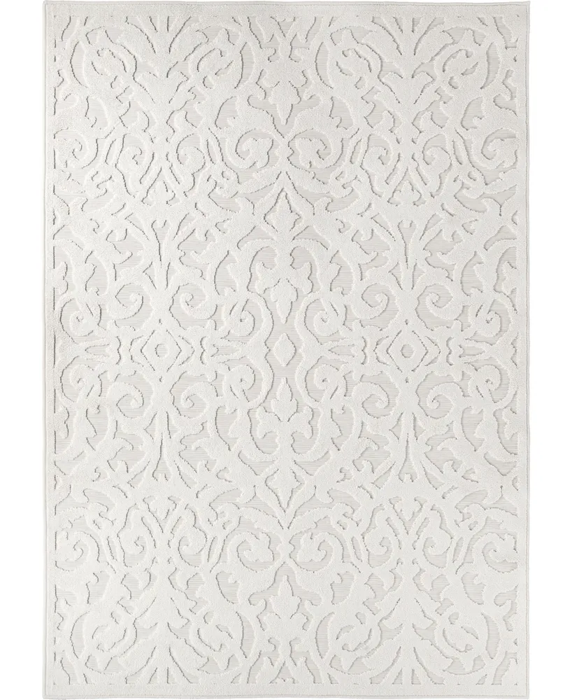 Closeout! Edgewater Living Bourne Blur Damask Neutral 5'2" x 7'6" Outdoor Area Rug