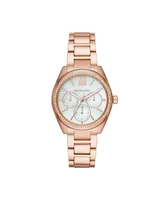 Michael Kors Women's Janelle Multifunction Rose Gold-Tone Stainless Steel Bracelet Watch 36mm MK7095