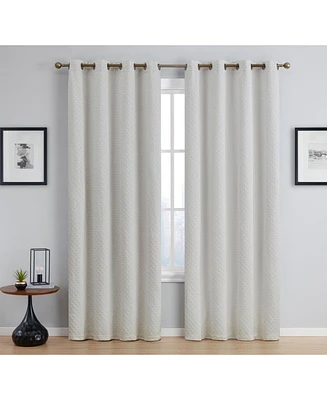 Hlc.me Siena Pattern 100% Complete Blackout Thermal Insulated Double Layer Window Curtain Grommet Panels for Living Room & Bedroom
