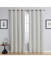 Hlc.me Siena Pattern 100% Complete Blackout Thermal Insulated Double Layer Window Curtain Grommet Panels for Living Room & Bedroom