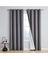 Hlc.me Siena Pattern 100% Complete Blackout Thermal Insulated Double Layer Window Curtain Grommet Panels for Living Room & Bedroom