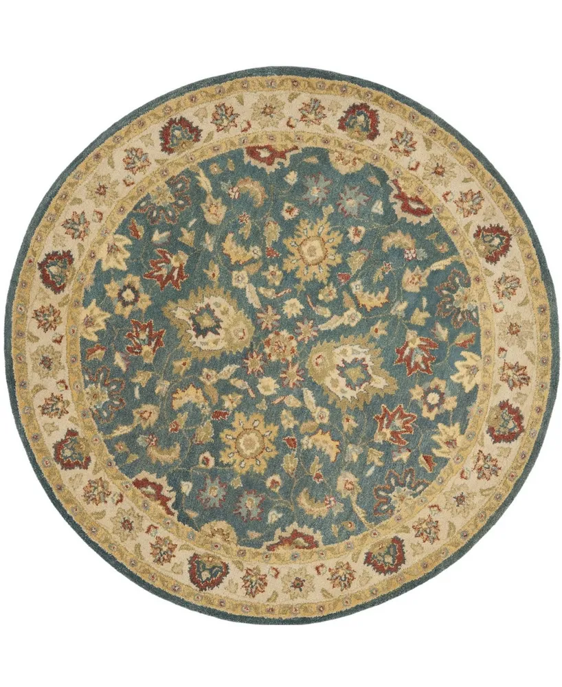 Safavieh Antiquity At15 Blue and Beige 8' x 8' Round Area Rug