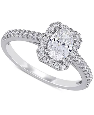 Diamond Oval Center Halo Engagement Ring (1 ct. t.w.) 14k White Gold