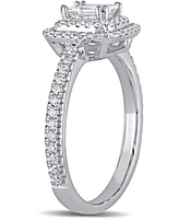 Diamond Emerald-Cut Double Halo Engagement Ring (1 ct. t.w.) 14k White Gold