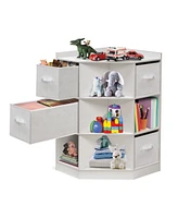 Badger Basket Corner Cubby Storage Unit with Four Reversible Baskets