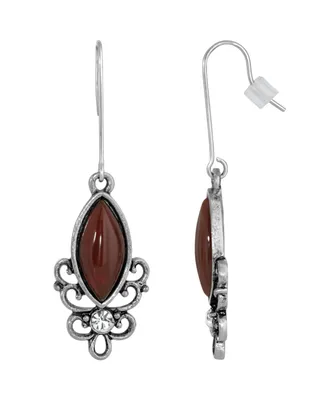 2028 Sterling Silver Wire Genuine Stone Carnelian Earrings