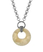 2028 Silver-Tone Semi Precious Round Stone Necklace