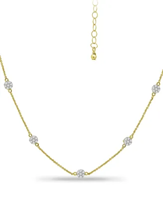 Giani Bernini Cubic Zirconia Mini-Cluster Statement Necklace, 16" + 2" extender, Created for Macy's