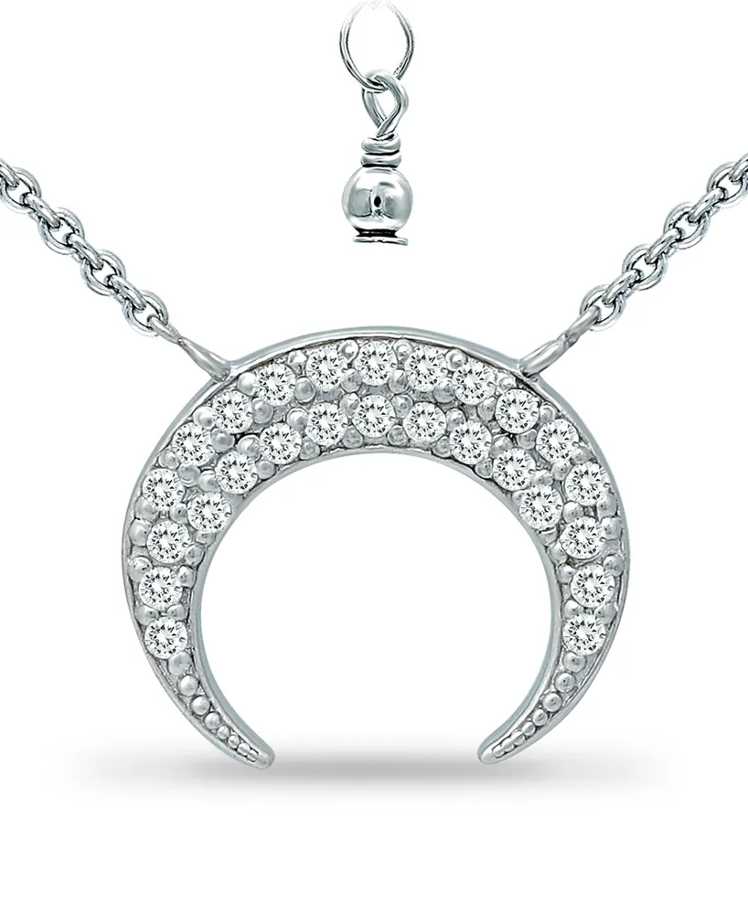 Giani Bernini Cubic Zirconia Crescent Moon Pendant Necklace in Sterling Silver, 16" + 2" extender, Created for Macy's