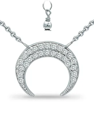 Giani Bernini Cubic Zirconia Crescent Moon Pendant Necklace in Sterling Silver, 16" + 2" extender, Created for Macy's