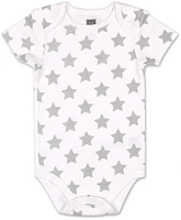 The Peanutshell Baby Boy or Girl Short Sleeve Bodysuit Set, 5 Pack, Safari, Black, White, Sage, Stars