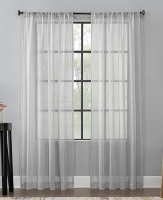 Celeste 52" x 63" Textured Linen Blend Sheer Curtain Panel