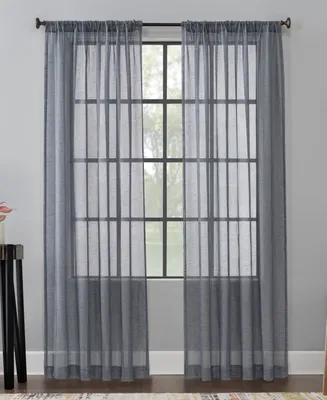 Celeste 52" x 96" Textured Linen Blend Sheer Curtain Panel