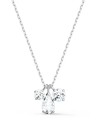 Swarovski Silver-Tone Triple Crystal Pendant Necklace, 15-5/8" + 2" extender