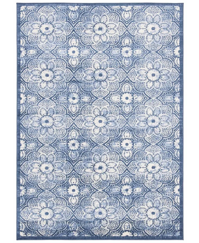 Martha Stewart Collection MSR2862N Navy and Creme 4' x 6' Area Rug