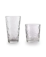 Circle Glass Double Circle Entertaining Glasses, Set of 16