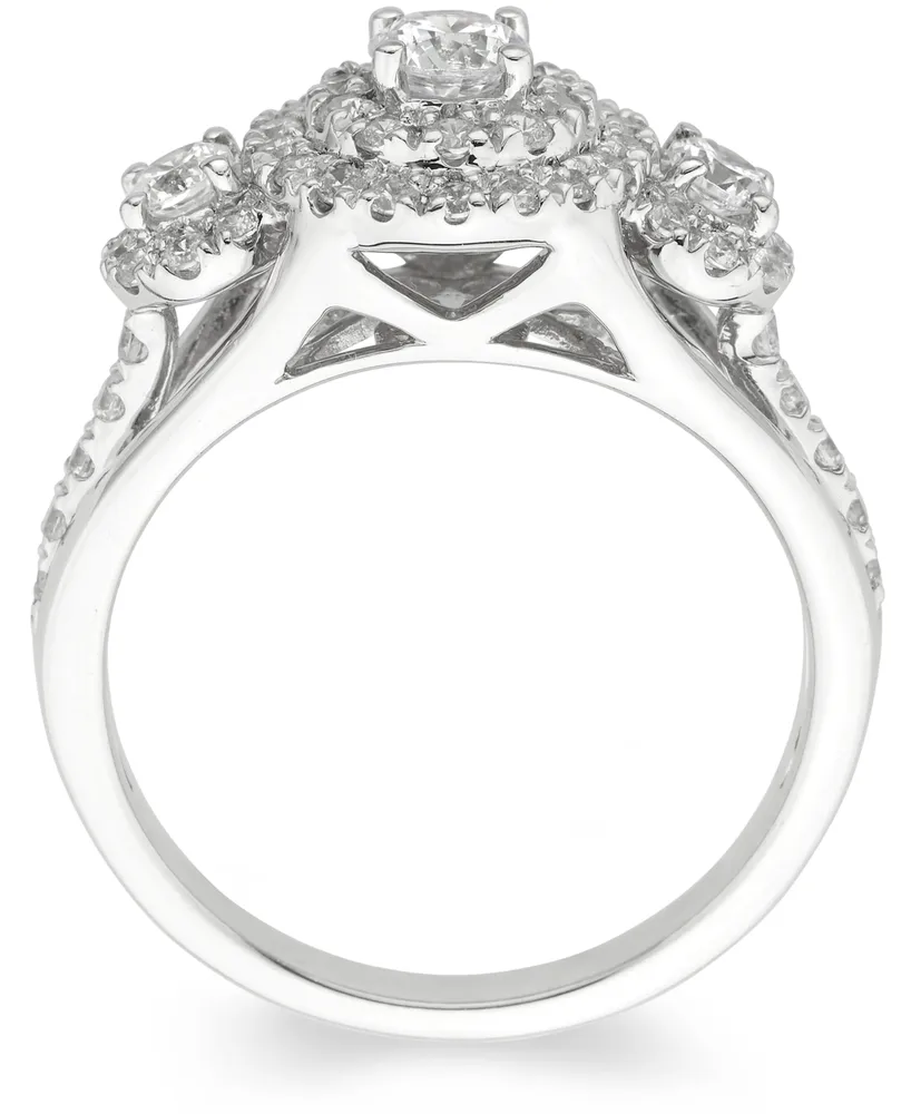 Diamond Trio Halo Engagement Ring (1 ct. t.w.) in 14k White Gold