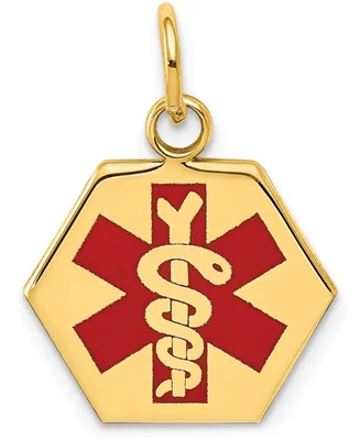 Medical Info Hexagon Charm Pendant in 14k Gold
