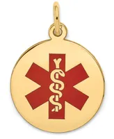 Medical Info Disc Charm Pendant in 14k Gold