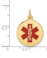 Medical Info Disc Charm Pendant in 14k Gold