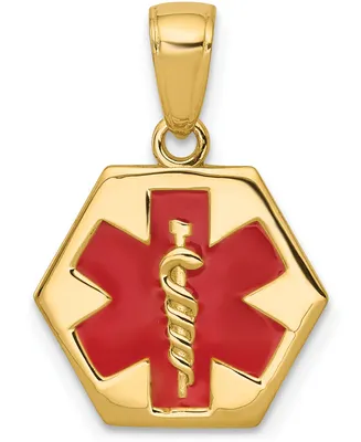 Medical Info Hexagon Charm Pendant in 14k Gold